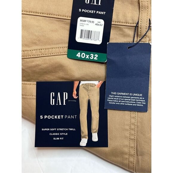 Gap GP000725 Modern Khaki Slim Fit Super Soft Stretch‎ Twill Pant sz 40 x 32 NWT - Picture 3 of 10